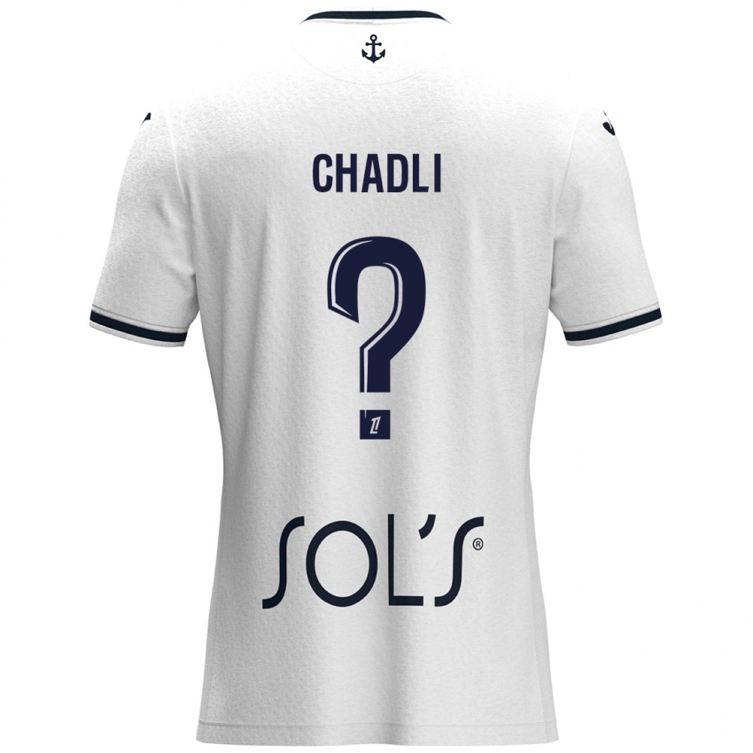 Niño Camiseta Nassim Chadli #0 Blanco Azul Oscuro 2ª Equipación 2024/25 La Camisa