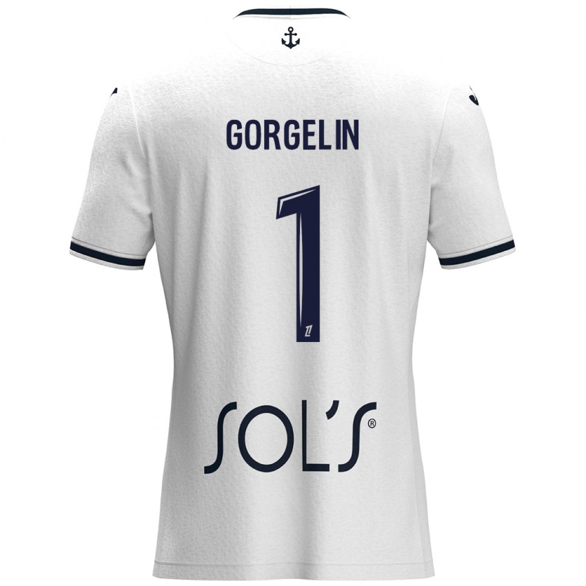 Niño Camiseta Mathieu Gorgelin #1 Blanco Azul Oscuro 2ª Equipación 2024/25 La Camisa