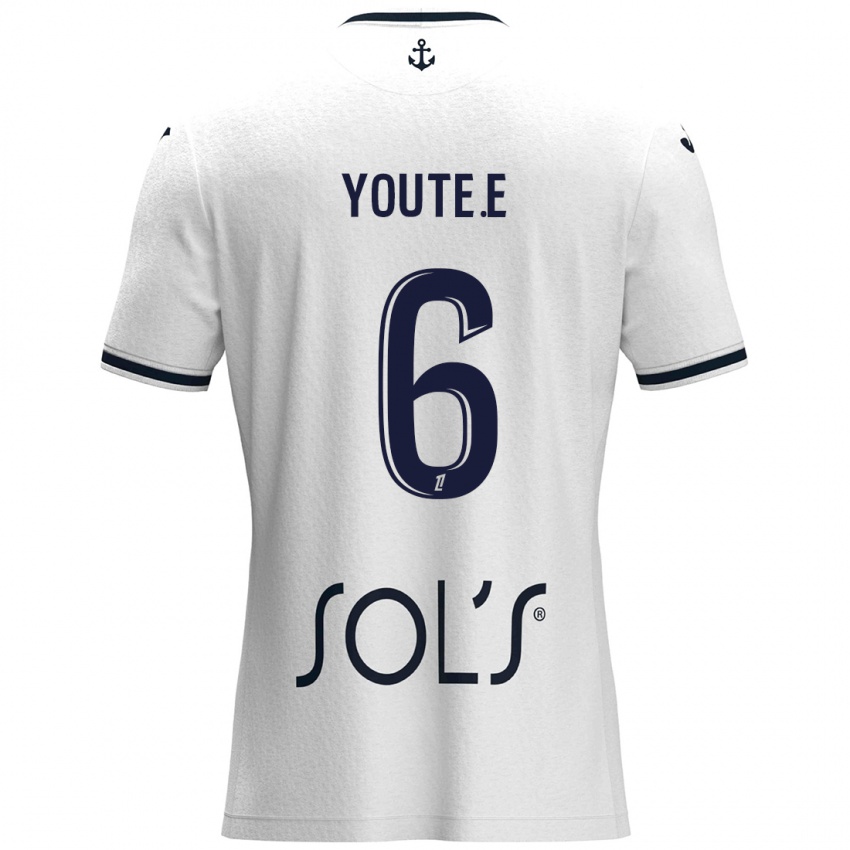 Niño Camiseta Étienne Youté Kinkoué #6 Blanco Azul Oscuro 2ª Equipación 2024/25 La Camisa