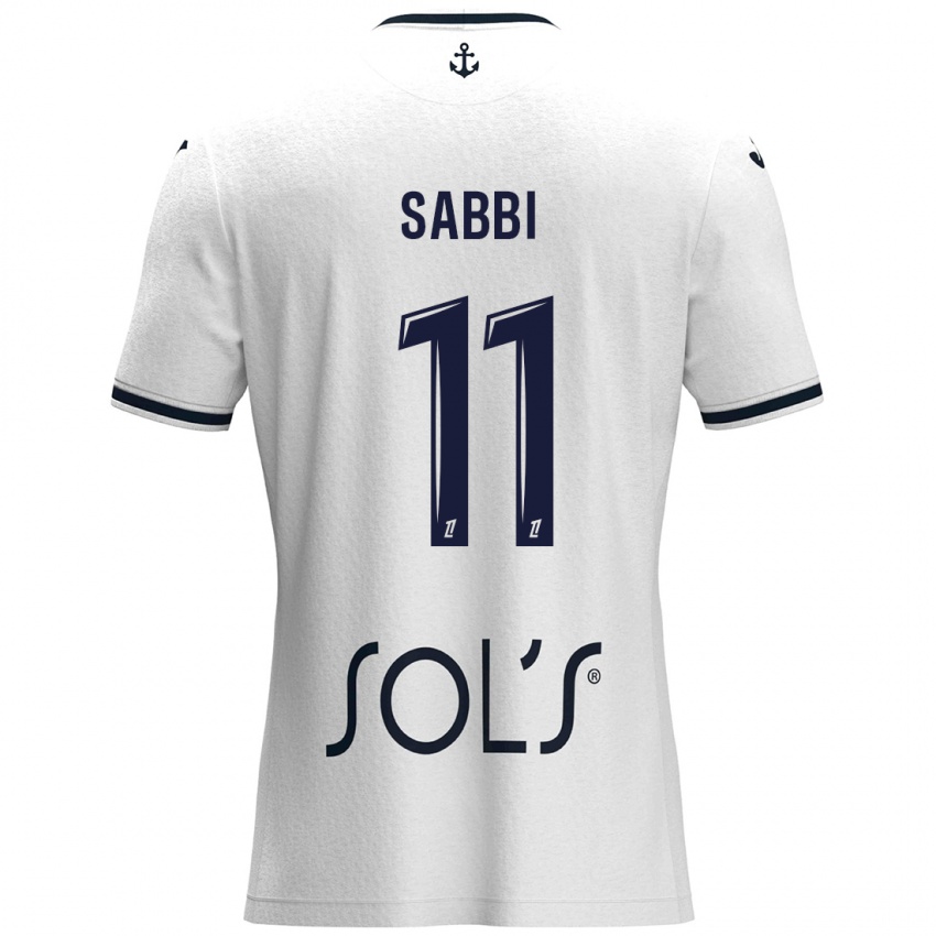 Niño Camiseta Emmanuel Sabbi #11 Blanco Azul Oscuro 2ª Equipación 2024/25 La Camisa