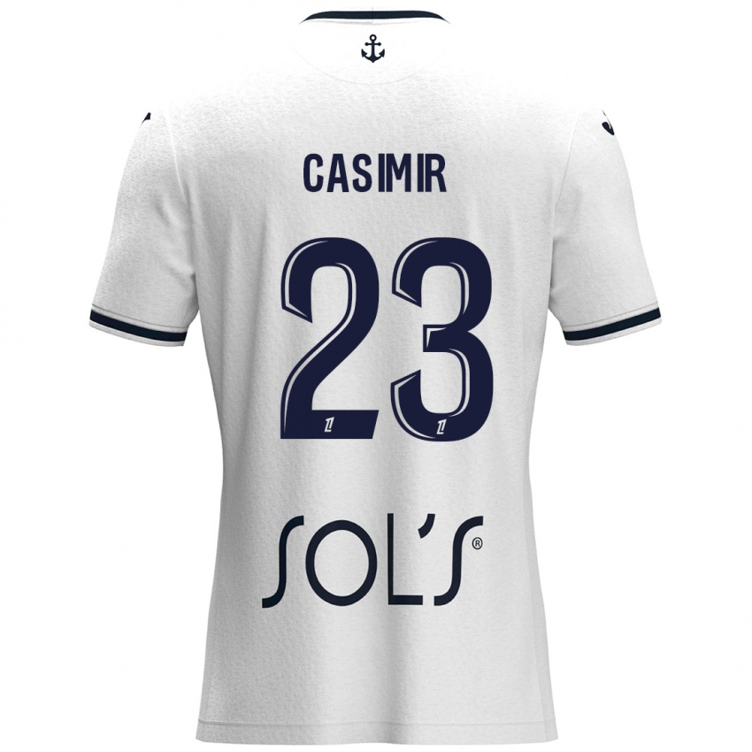 Niño Camiseta Josué Casimir #23 Blanco Azul Oscuro 2ª Equipación 2024/25 La Camisa