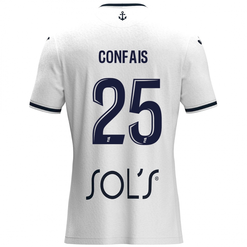 Niño Camiseta Aloïs Confais #25 Blanco Azul Oscuro 2ª Equipación 2024/25 La Camisa