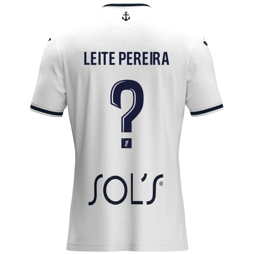 Niño Camiseta Matéo Leite Pereira #0 Blanco Azul Oscuro 2ª Equipación 2024/25 La Camisa