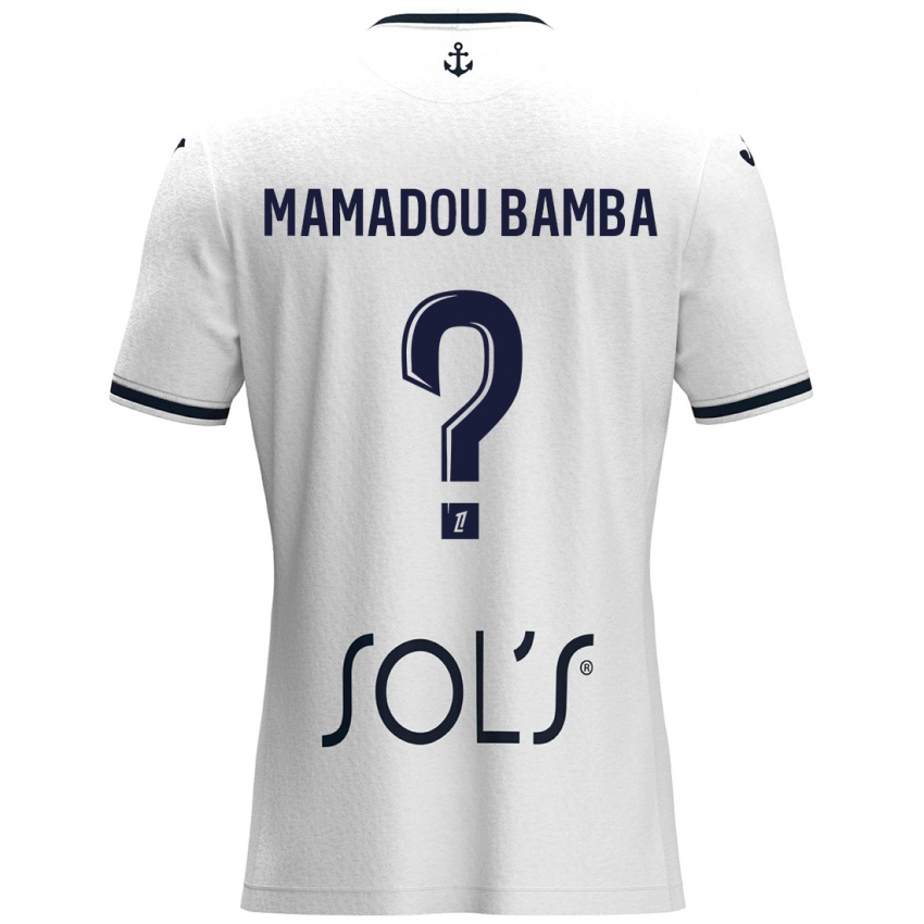 Niño Camiseta Ben Mamadou Bamba #0 Blanco Azul Oscuro 2ª Equipación 2024/25 La Camisa