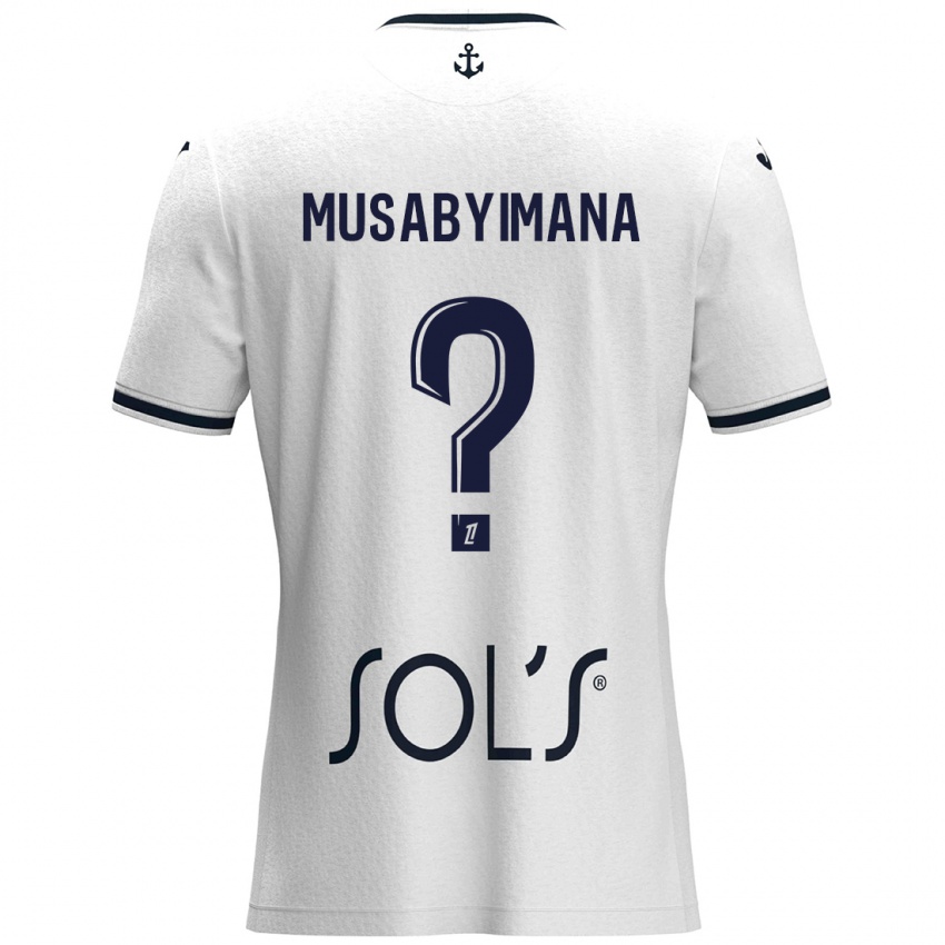 Niño Camiseta Thierry Musabyimana #0 Blanco Azul Oscuro 2ª Equipación 2024/25 La Camisa