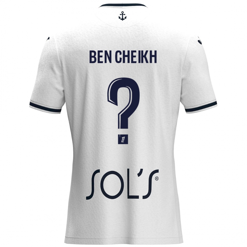 Niño Camiseta Ayman Ben Cheikh #0 Blanco Azul Oscuro 2ª Equipación 2024/25 La Camisa