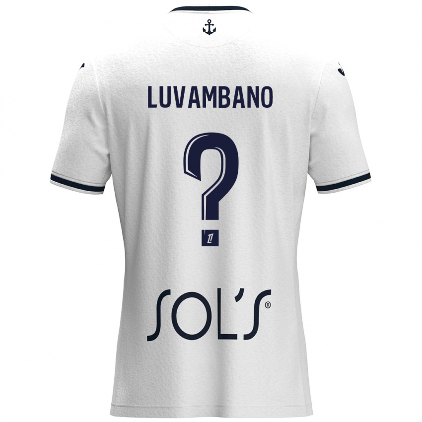 Niño Camiseta Ethan Luvambano #0 Blanco Azul Oscuro 2ª Equipación 2024/25 La Camisa