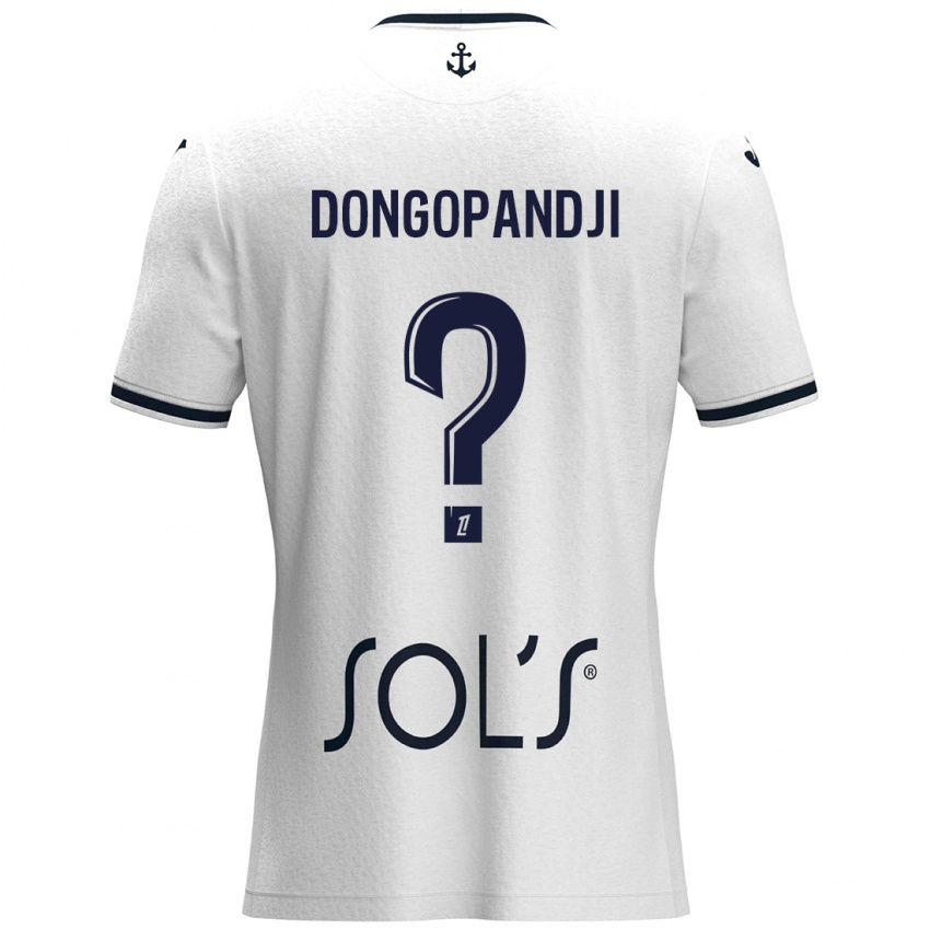 Niño Camiseta Hakim Dongopandji #0 Blanco Azul Oscuro 2ª Equipación 2024/25 La Camisa