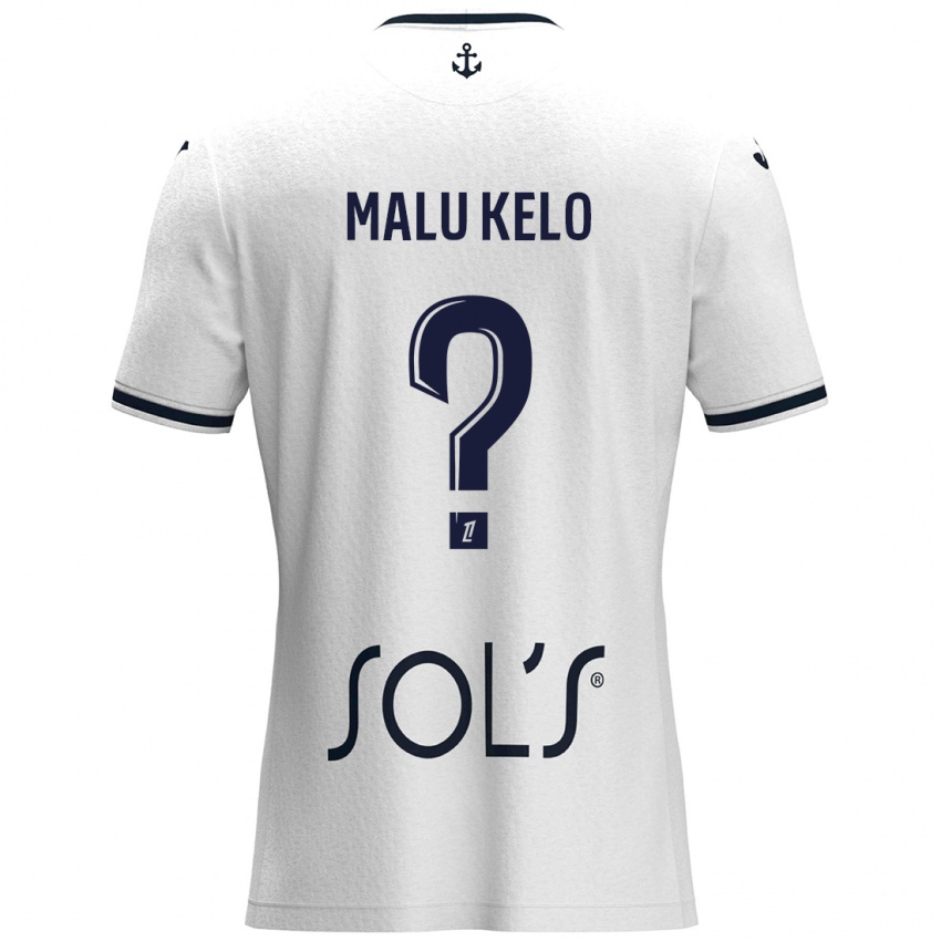 Niño Camiseta Yohann Malu Kelo #0 Blanco Azul Oscuro 2ª Equipación 2024/25 La Camisa