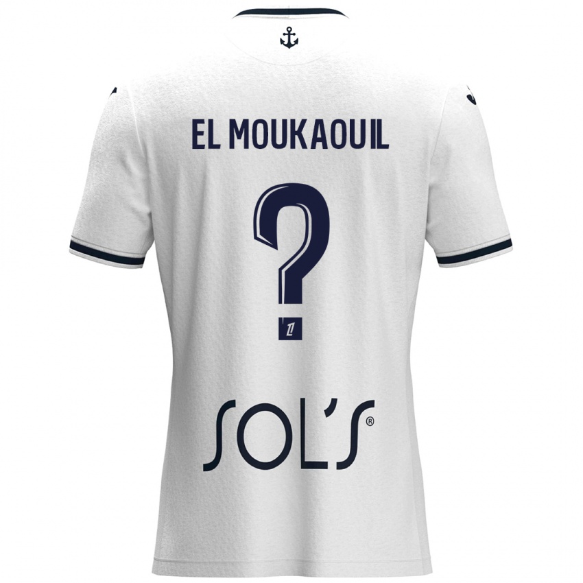 Niño Camiseta Mohamed El Moukaouil #0 Blanco Azul Oscuro 2ª Equipación 2024/25 La Camisa