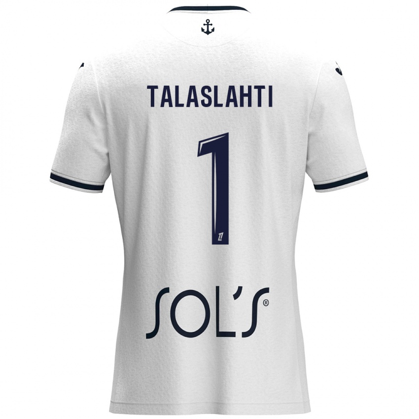 Niño Camiseta Katriina Talaslahti #1 Blanco Azul Oscuro 2ª Equipación 2024/25 La Camisa