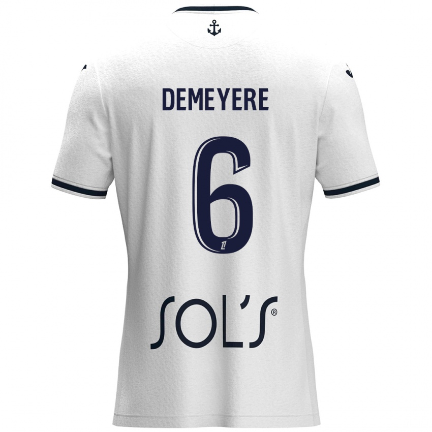 Niño Camiseta Silke Demeyere #6 Blanco Azul Oscuro 2ª Equipación 2024/25 La Camisa