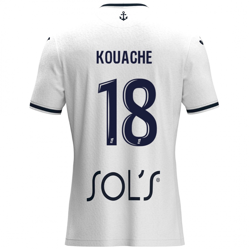 Niño Camiseta Éva Kouache #18 Blanco Azul Oscuro 2ª Equipación 2024/25 La Camisa