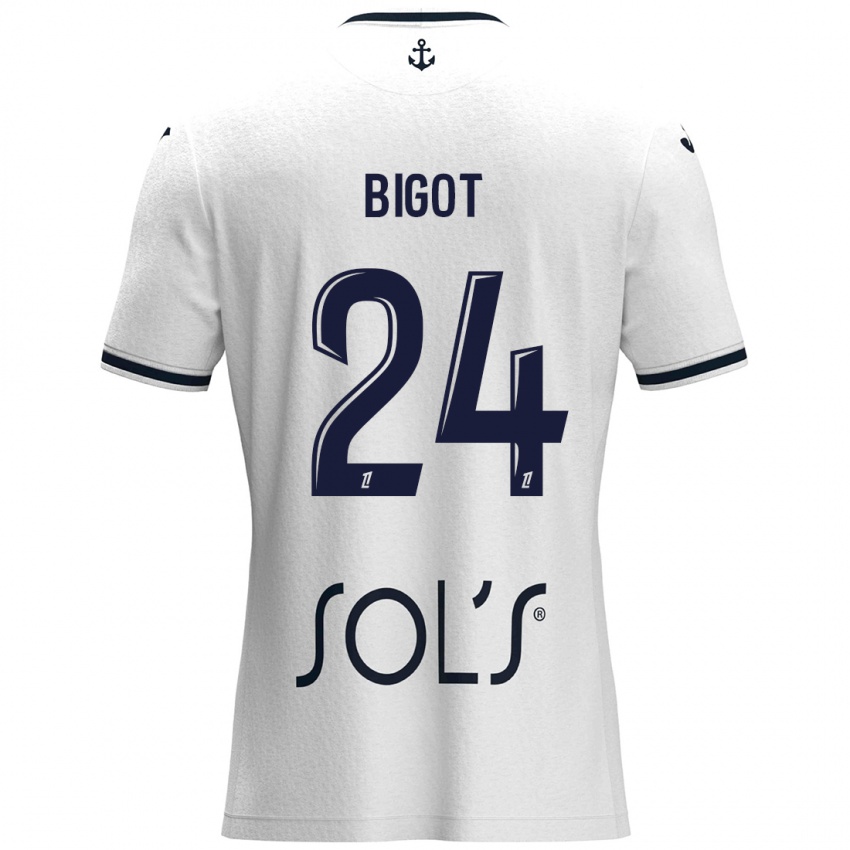 Niño Camiseta Maureen Bigot #24 Blanco Azul Oscuro 2ª Equipación 2024/25 La Camisa