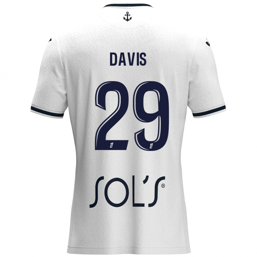 Niño Camiseta Deja Davis #29 Blanco Azul Oscuro 2ª Equipación 2024/25 La Camisa