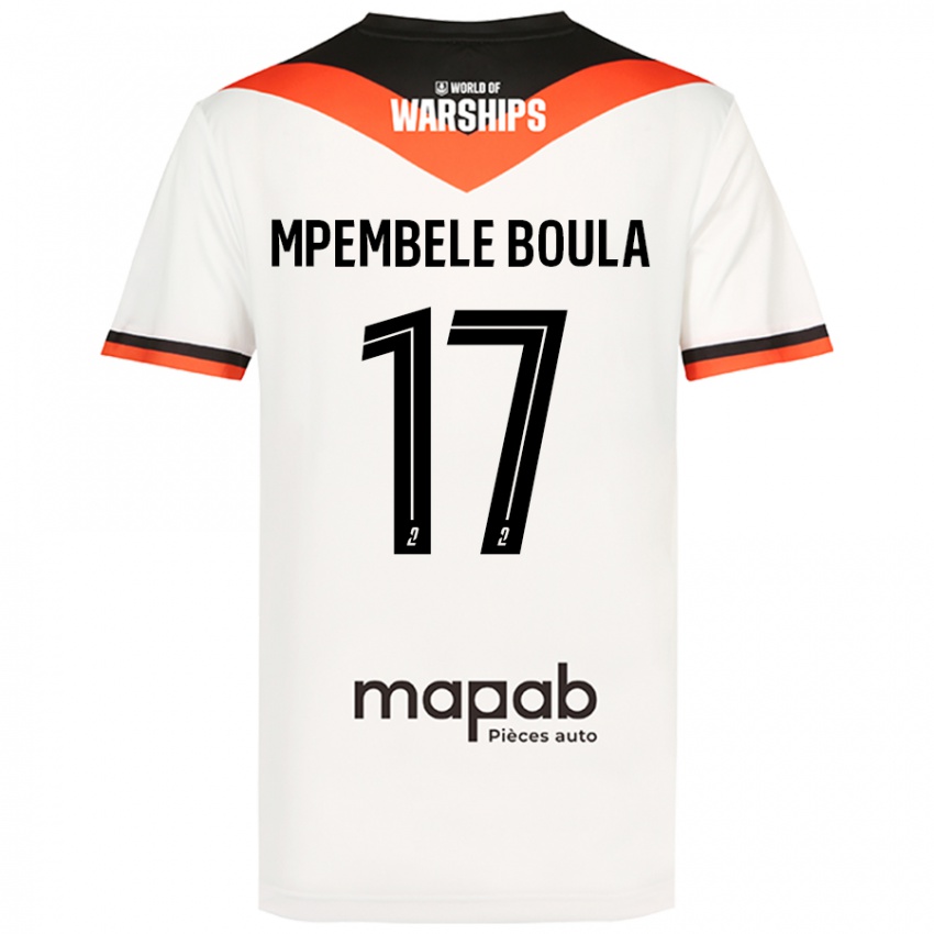 Niño Camiseta Exaucé Mpembele Boula #17 Blanco 2ª Equipación 2024/25 La Camisa