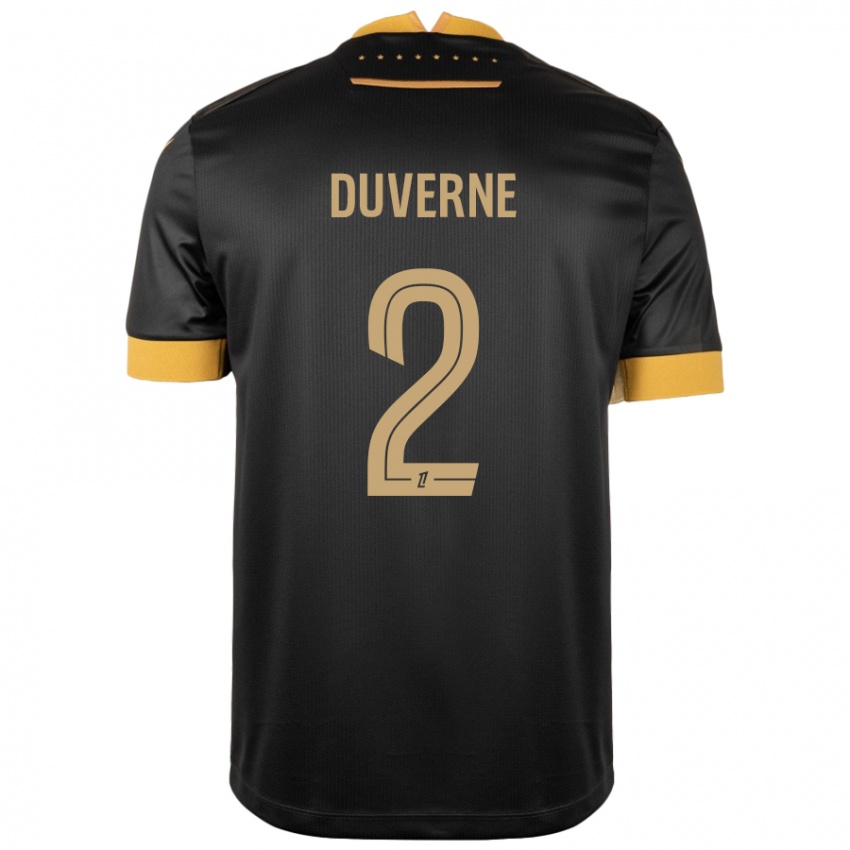 Niño Camiseta Jean-Kévin Duverne #2 Negro Marrón 2ª Equipación 2024/25 La Camisa