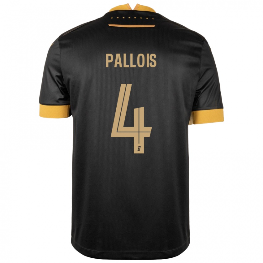 Niño Camiseta Nicolas Pallois #4 Negro Marrón 2ª Equipación 2024/25 La Camisa