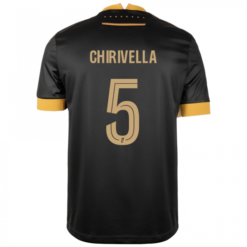 Niño Camiseta Pedro Chirivella #5 Negro Marrón 2ª Equipación 2024/25 La Camisa