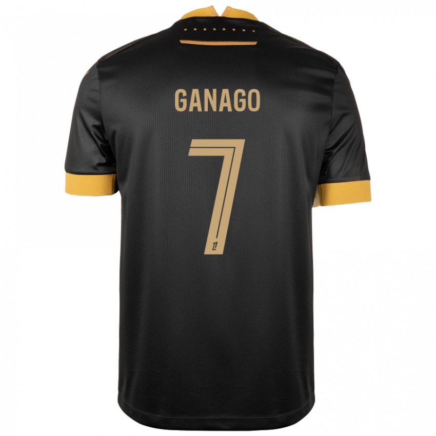 Niño Camiseta Ignatius Ganago #7 Negro Marrón 2ª Equipación 2024/25 La Camisa