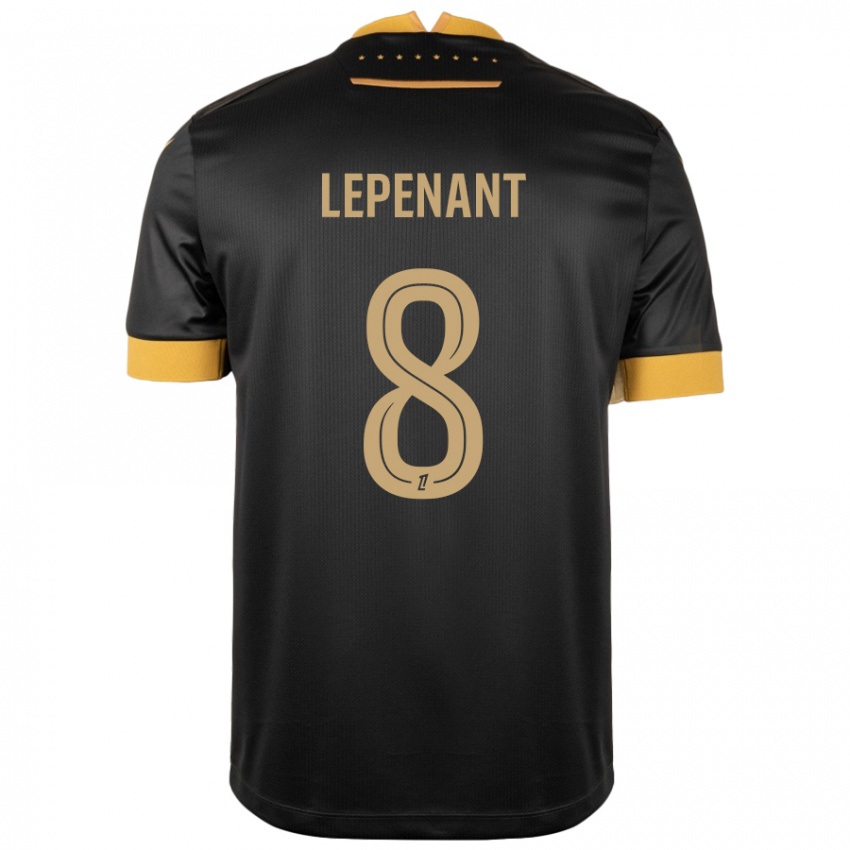 Niño Camiseta Johann Lepenant #8 Negro Marrón 2ª Equipación 2024/25 La Camisa