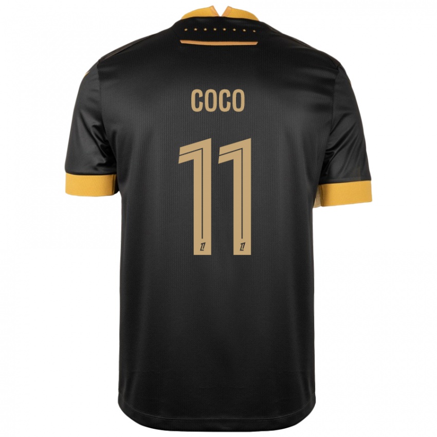 Niño Camiseta Marcus Coco #11 Negro Marrón 2ª Equipación 2024/25 La Camisa