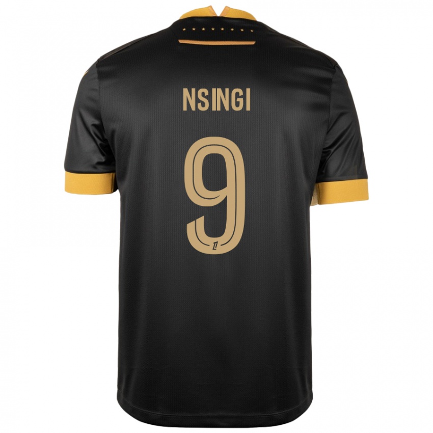 Niño Camiseta Plamedi Nsingi #9 Negro Marrón 2ª Equipación 2024/25 La Camisa