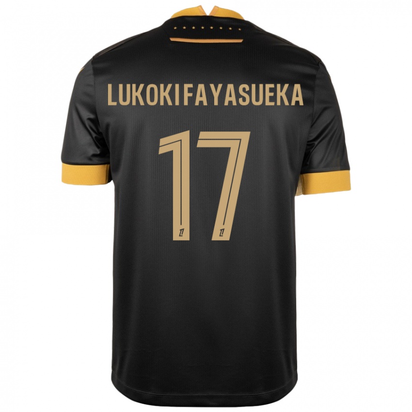 Niño Camiseta Kévin Lukoki Fayasueka #17 Negro Marrón 2ª Equipación 2024/25 La Camisa