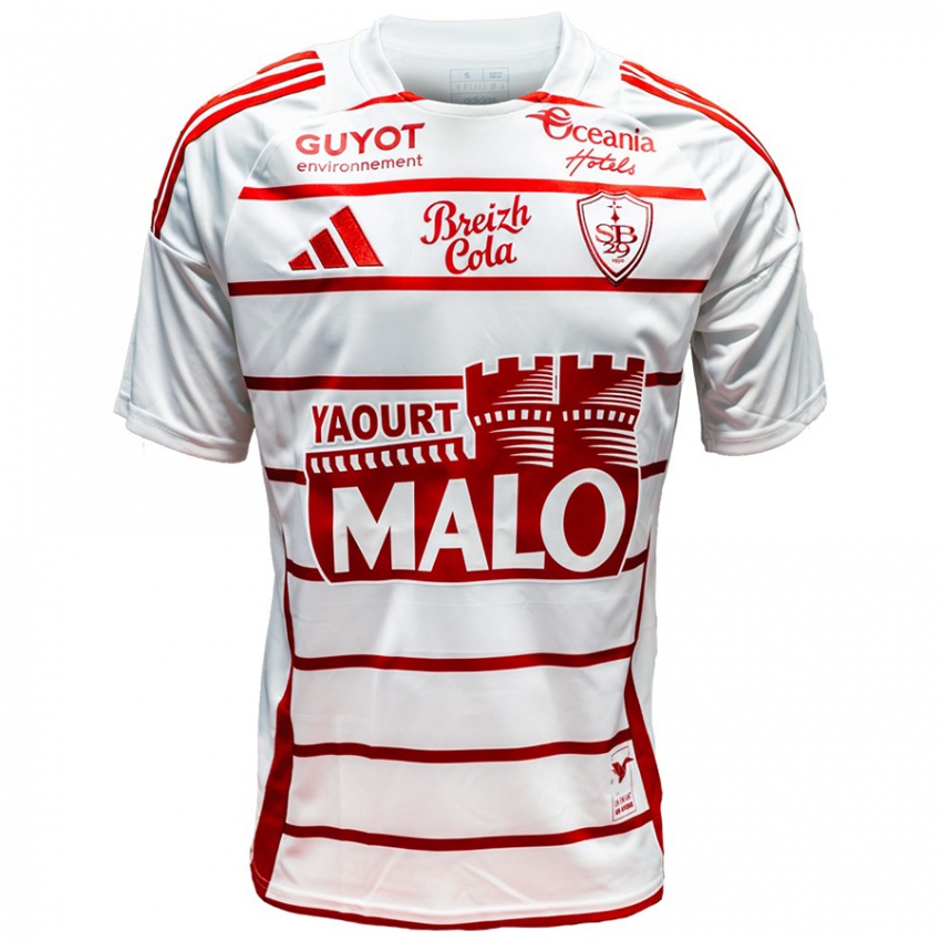 Niño Camiseta Raphaël Le Guen #0 Blanco Rojo 2ª Equipación 2024/25 La Camisa