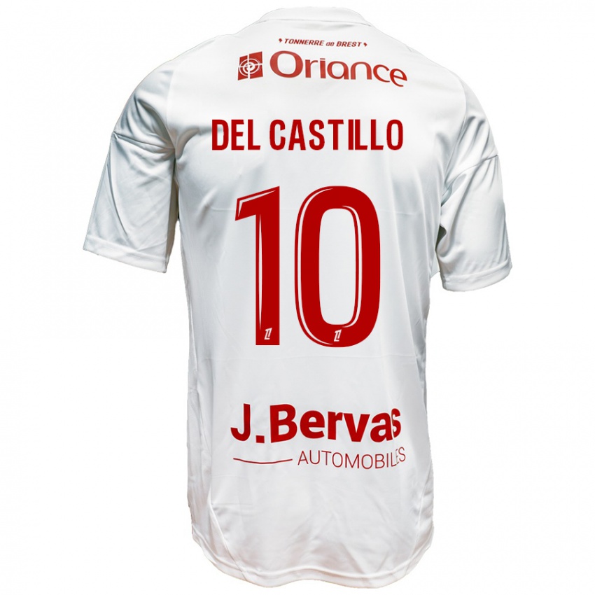 Niño Camiseta Romain Del Castillo #10 Blanco Rojo 2ª Equipación 2024/25 La Camisa