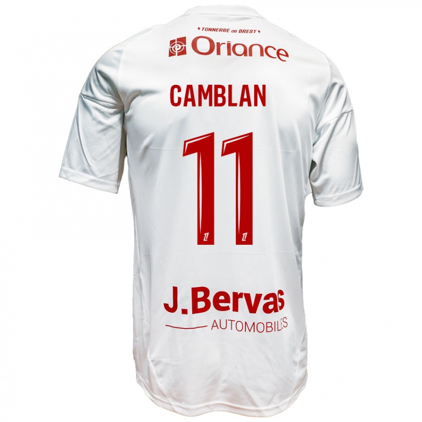 Niño Camiseta Axel Camblan #11 Blanco Rojo 2ª Equipación 2024/25 La Camisa