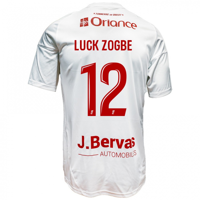 Niño Camiseta Luck Zogbé #12 Blanco Rojo 2ª Equipación 2024/25 La Camisa