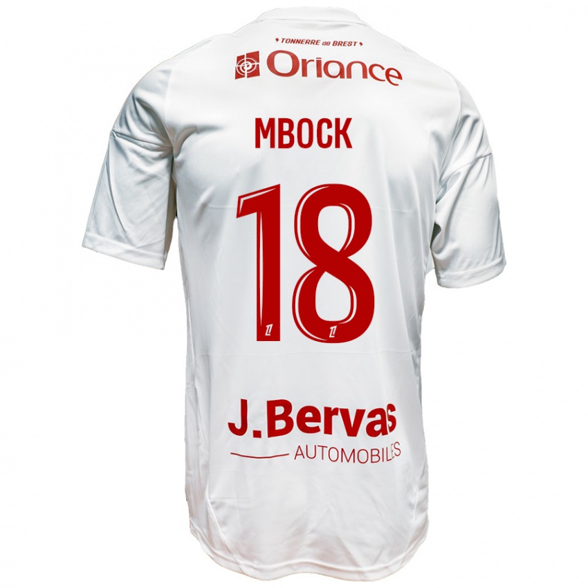 Niño Camiseta Hianga'a Mbock #18 Blanco Rojo 2ª Equipación 2024/25 La Camisa