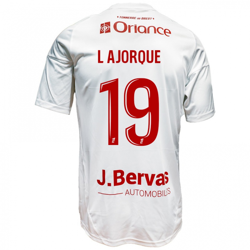 Niño Camiseta Ludovic Ajorque #19 Blanco Rojo 2ª Equipación 2024/25 La Camisa