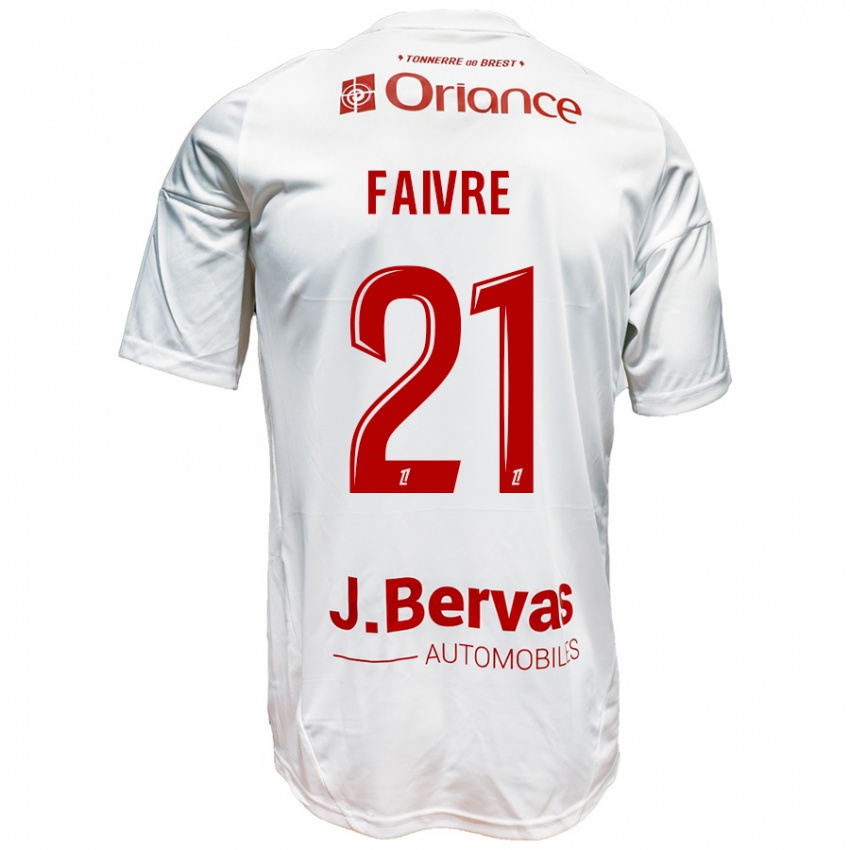 Niño Camiseta Romain Faivre #21 Blanco Rojo 2ª Equipación 2024/25 La Camisa