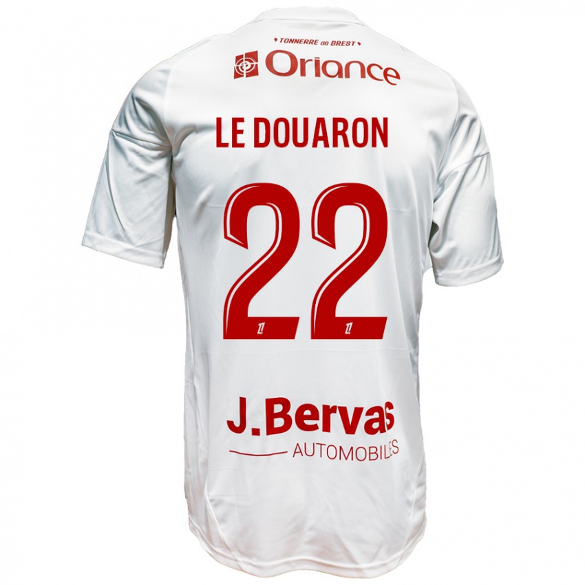 Niño Camiseta Jérémy Le Douaron #22 Blanco Rojo 2ª Equipación 2024/25 La Camisa