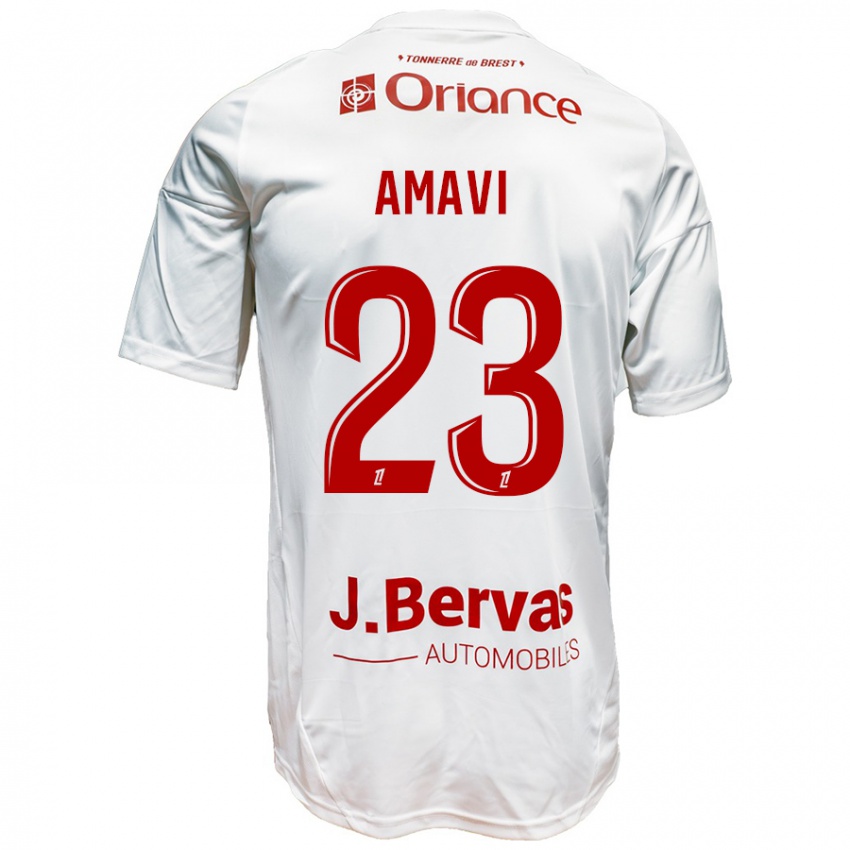 Niño Camiseta Jordan Amavi #23 Blanco Rojo 2ª Equipación 2024/25 La Camisa