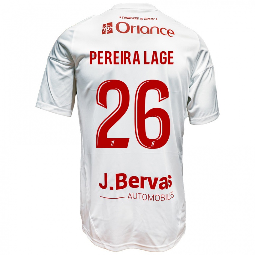 Niño Camiseta Mathias Pereira Lage #26 Blanco Rojo 2ª Equipación 2024/25 La Camisa