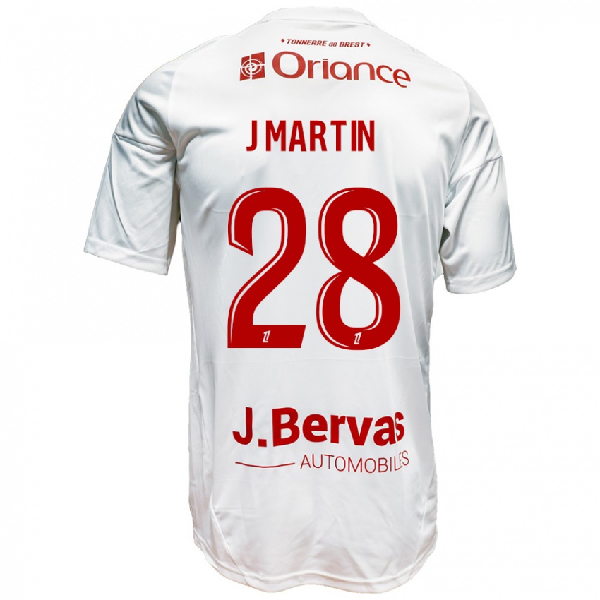 Niño Camiseta Jonas Martin #28 Blanco Rojo 2ª Equipación 2024/25 La Camisa