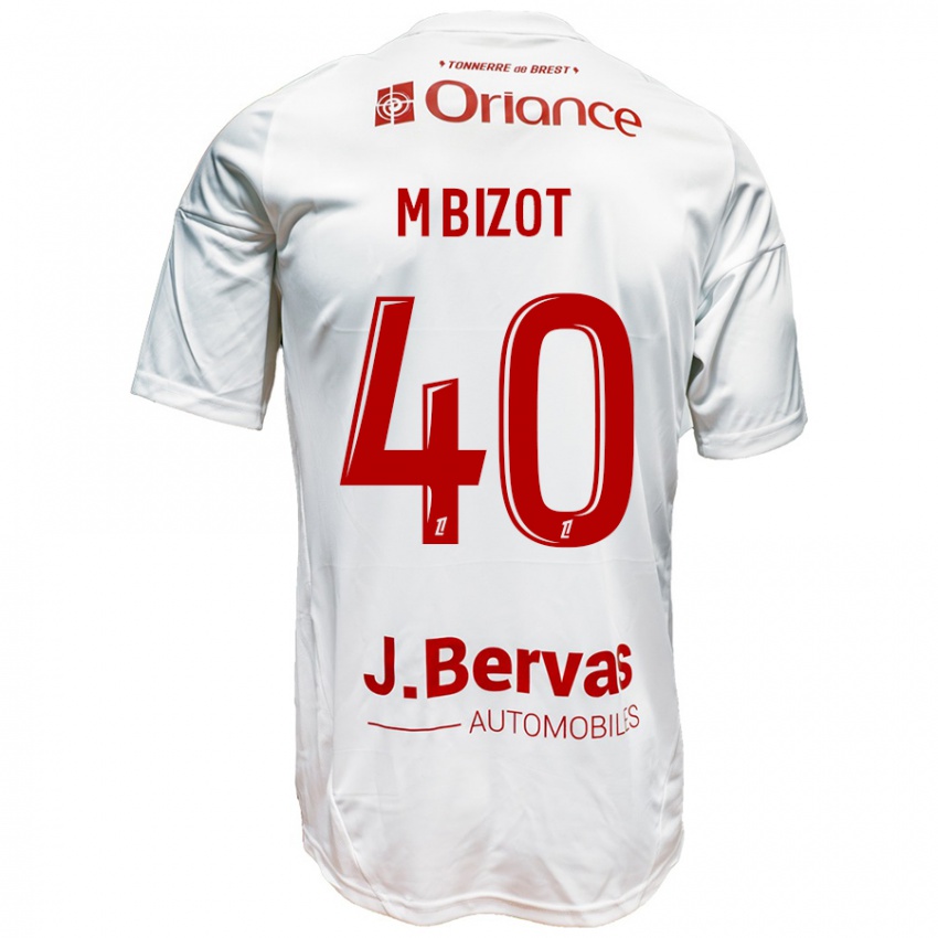 Niño Camiseta Marco Bizot #40 Blanco Rojo 2ª Equipación 2024/25 La Camisa