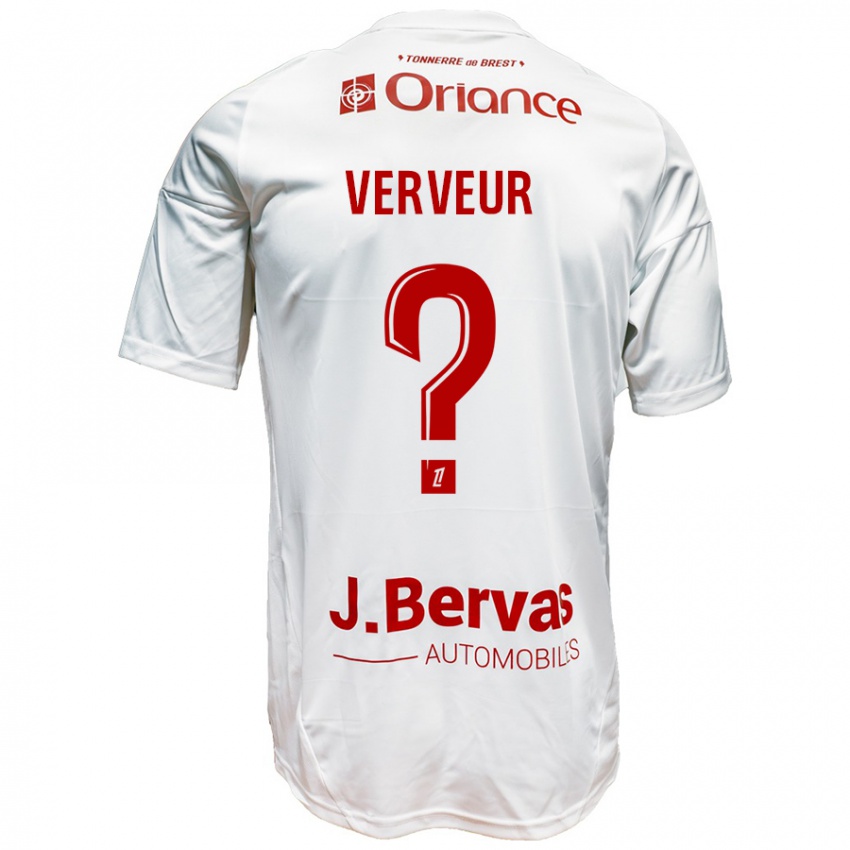 Niño Camiseta Titouan Verveur #0 Blanco Rojo 2ª Equipación 2024/25 La Camisa