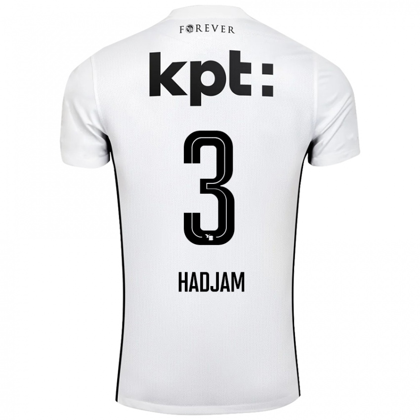 Niño Camiseta Jaouen Hadjam #3 Blanco Negro 2ª Equipación 2024/25 La Camisa