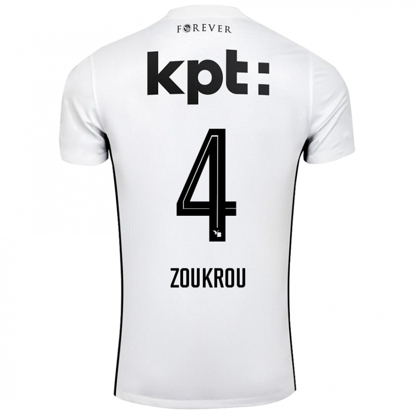 Niño Camiseta Tanguy Zoukrou #4 Blanco Negro 2ª Equipación 2024/25 La Camisa