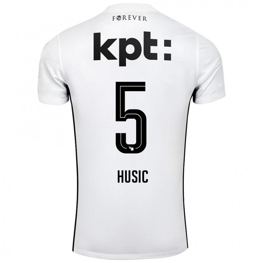 Niño Camiseta Anel Husic #5 Blanco Negro 2ª Equipación 2024/25 La Camisa