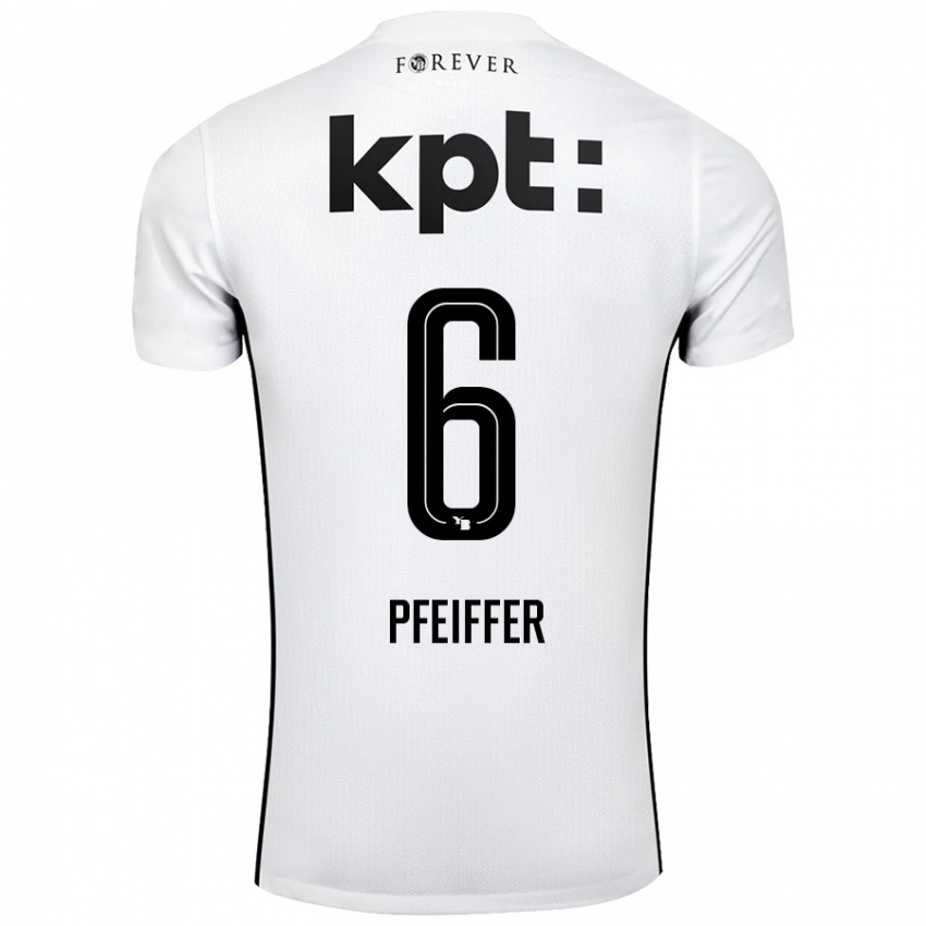 Niño Camiseta Patric Pfeiffer #6 Blanco Negro 2ª Equipación 2024/25 La Camisa