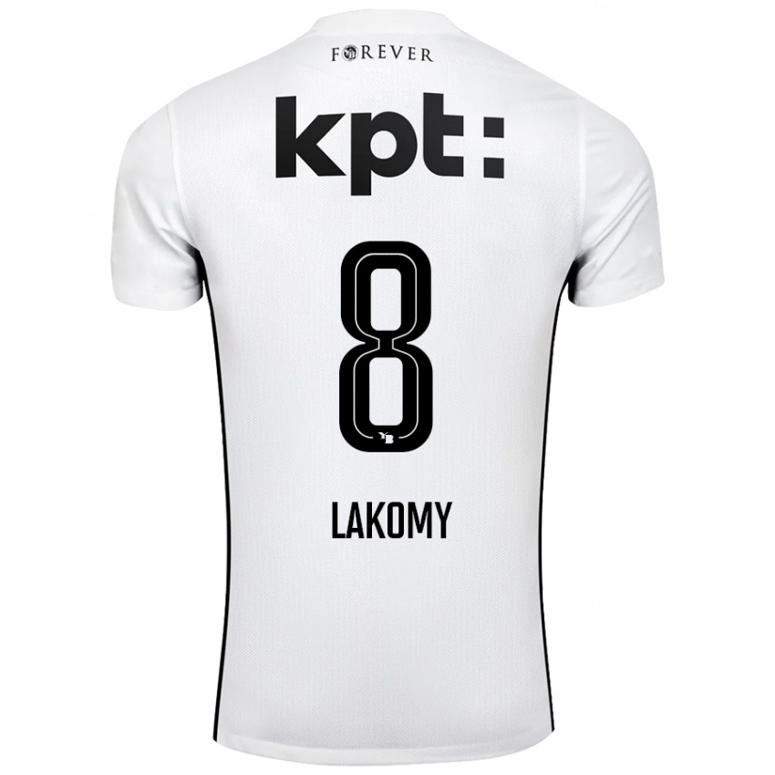 Niño Camiseta Lukasz Lakomy #8 Blanco Negro 2ª Equipación 2024/25 La Camisa