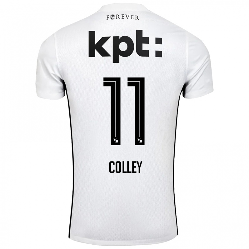 Niño Camiseta Ebrima Colley #11 Blanco Negro 2ª Equipación 2024/25 La Camisa