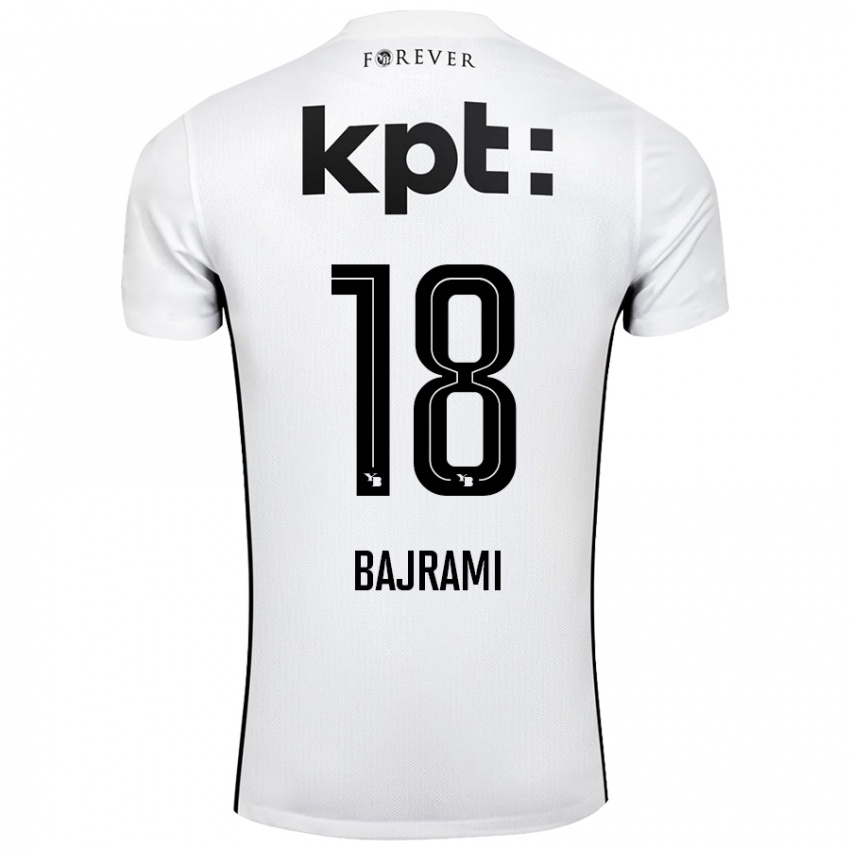 Niño Camiseta Ardian Bajrami #18 Blanco Negro 2ª Equipación 2024/25 La Camisa