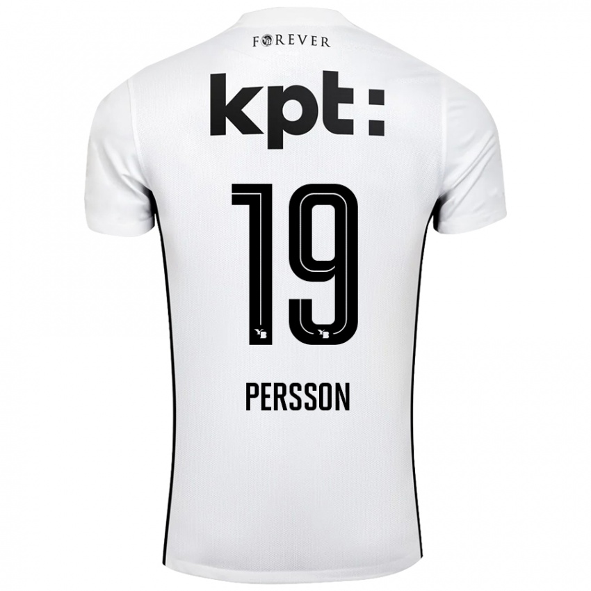 Niño Camiseta Noah Persson #19 Blanco Negro 2ª Equipación 2024/25 La Camisa