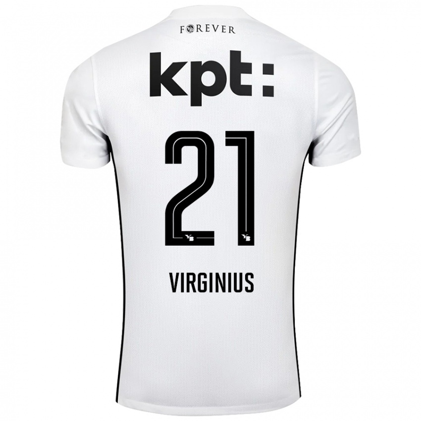 Niño Camiseta Alan Virginius #21 Blanco Negro 2ª Equipación 2024/25 La Camisa